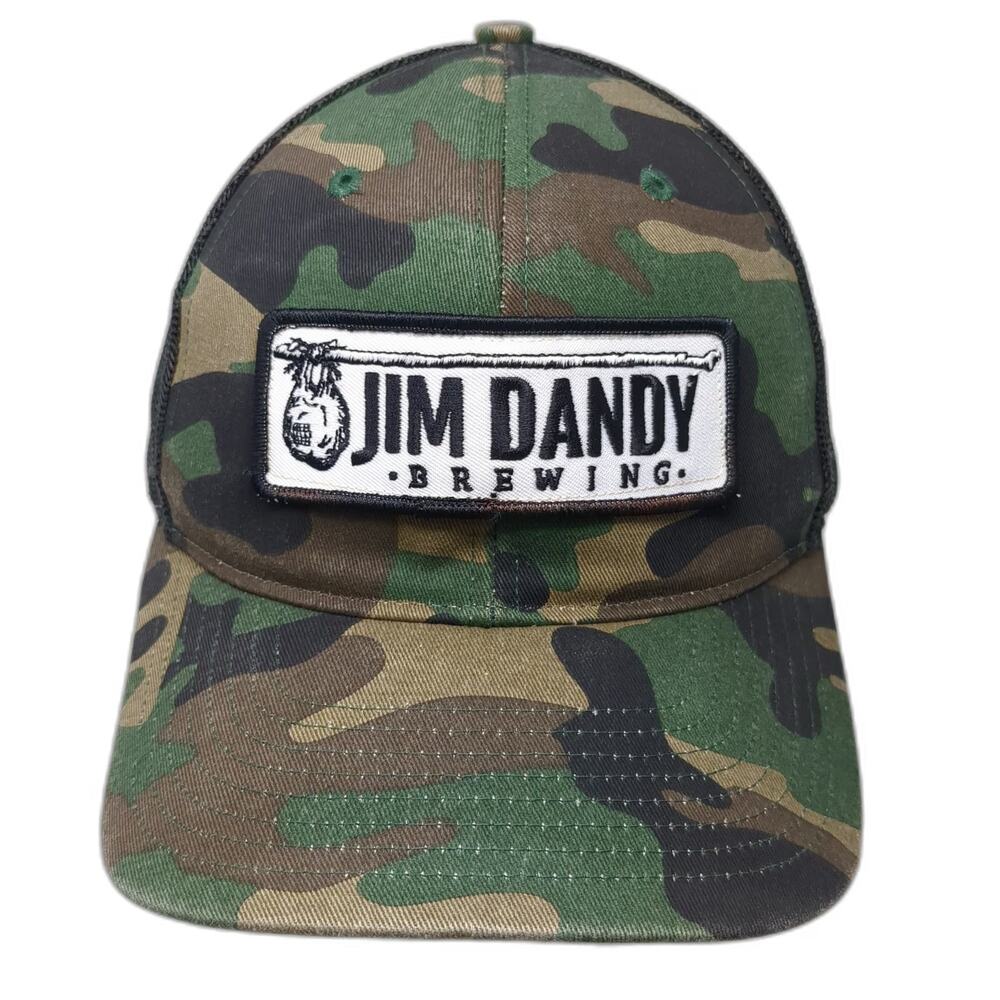 Richardson Trucker Hat Green Camo One Size Jim Dandy Brewing Snapback Mesh